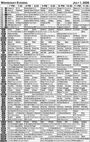 Wednesday evening TV listings